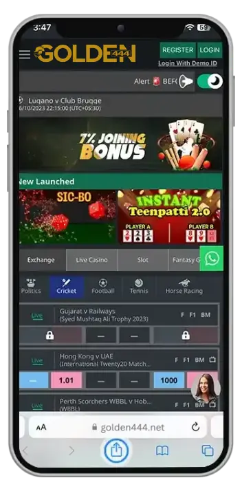 Golden444 iOS guide — open website in Safari and tap share